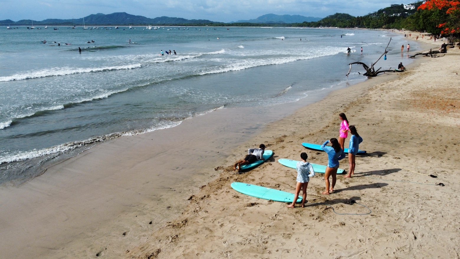 Students preparing for a Fresh Surf Lessons session
